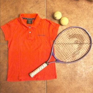 Ralph Lauren Polo Jeans orange shirt with collar.